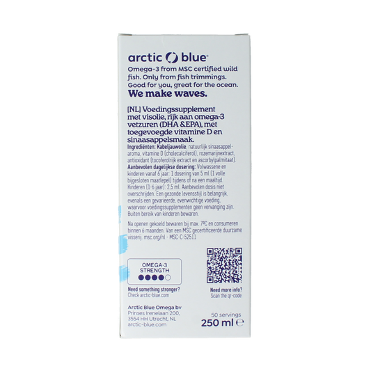 Arctic Blue Omega 3 pure visolie met vitamine D 250.00 Milliliter