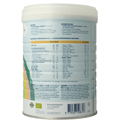 Pure Goat Opvolgmelk 2 bio 800 Gram