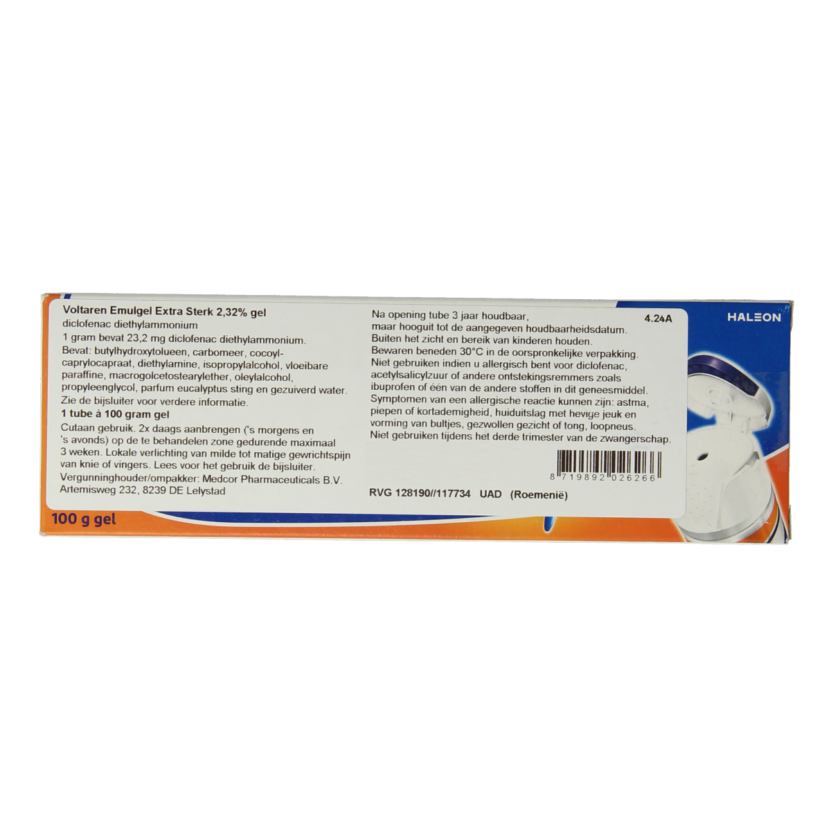 Voltaren Emulgel extra sterk 2.32% Roemeense verpakking 100.00 Gram