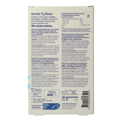 Arctic Blue Omega 3 DHA, EPA en vitamine D 30 Gummies