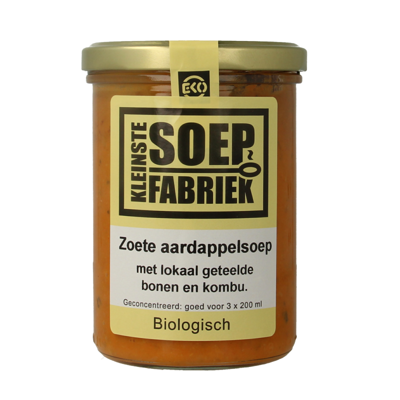 Kleinstesoepfabriek Zoete aardappelsoep met lokale bonen en kombu bio 400 Milliliter