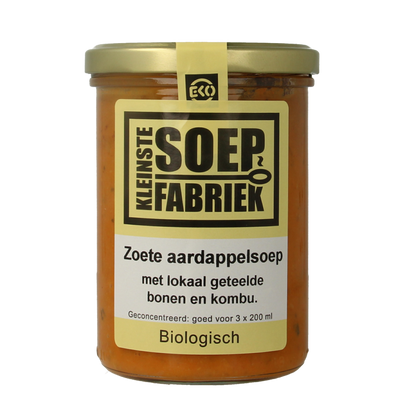 Kleinstesoepfabriek Zoete aardappelsoep met lokale bonen en kombu bio 400 Milliliter