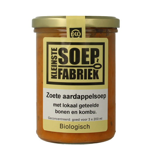 Kleinstesoepfabriek Zoete aardappelsoep met lokale bonen en kombu bio 400 Milliliter