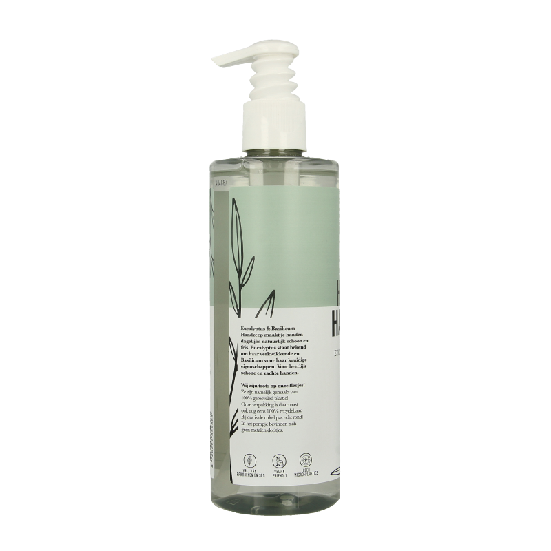 The Green Lab Co Handzeep vloeibaar eucalyptus & basilicum met pomp 300 Milliliter