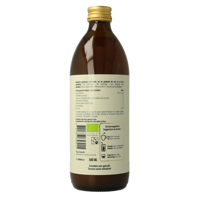 G'nger Gembersap met citroensap bio 500 Milliliter