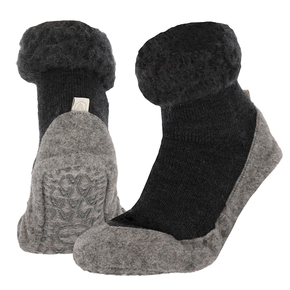 Apollo Huisslof wol anti-slip antraciet 41/42 1 Paar