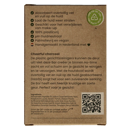 Happysoaps Gezichtsreiniger bar houtskool en sandelwood 70 Gram