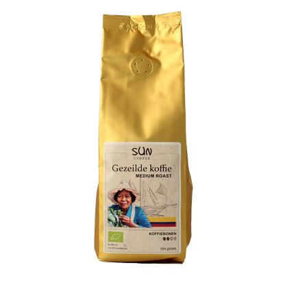 SUN Coffee Gezeilde koffiebonen medium roast bio 250.00 Gram