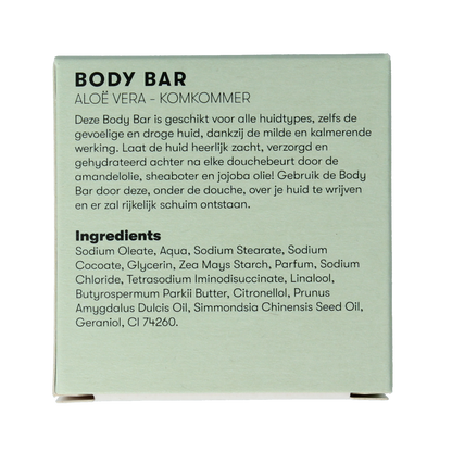 Shampoobars Body bar aloe vera & komkommer 60.00 Gram