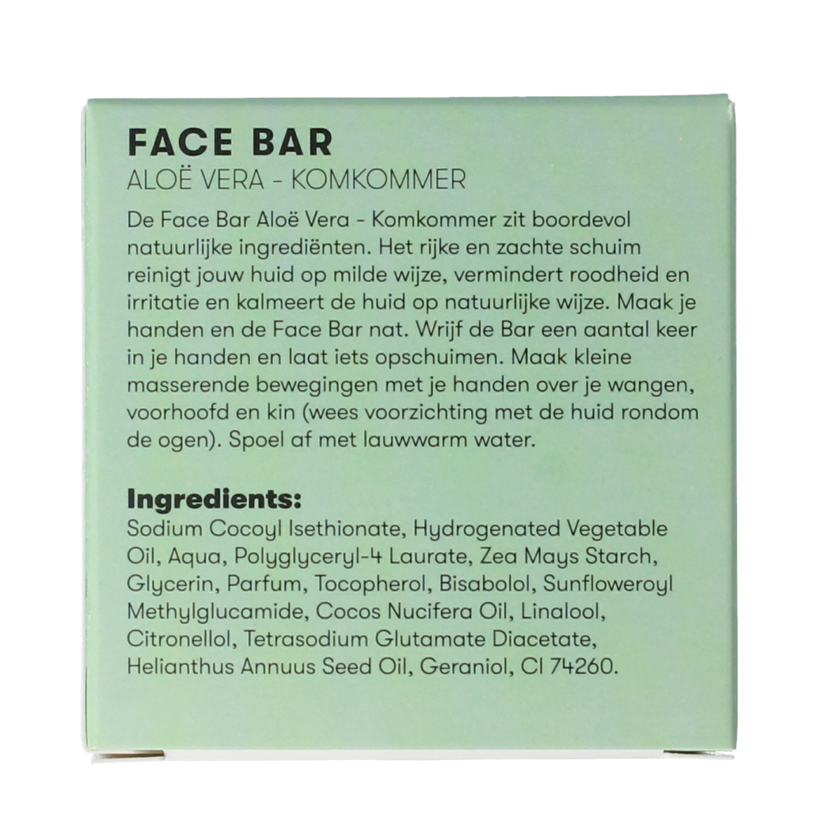 Shampoobars Face bar aloe vera & komkommer 60.00 Gram