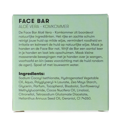 Shampoobars Face bar aloe vera & komkommer 60.00 Gram