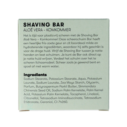 Shampoobars Shaving bar aloe vera & komkommer 60.00 Gram