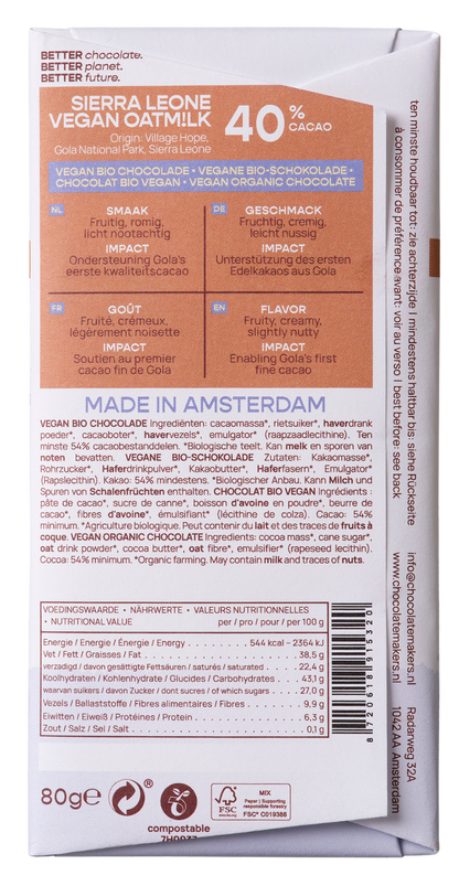 Chocolatemakers Little bee eather 40% vegan bio 80.00 Gram