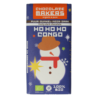 Chocolatemakers Kerstreep ho ho ho Congo 68% puur bio 80 Gram