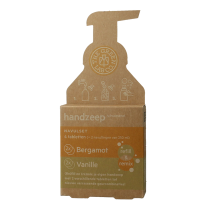 The Green Lab Co Handzeep navulset bergamot & vanille 4 Stuks