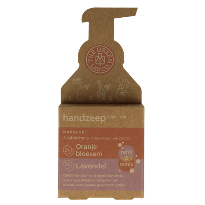 The Green Lab Co Handzeep navulset oranjebloesem & lavendel 4 Stuks