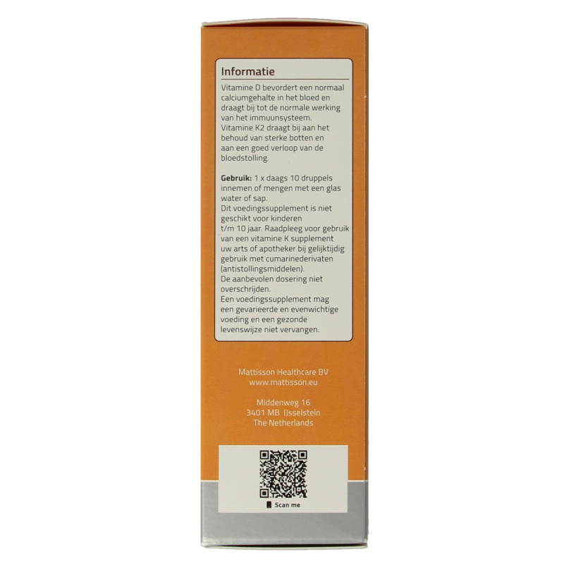Mattisson Vitamine D3/K2 75mcg/36mcg vegan druppels 25 Milliliter