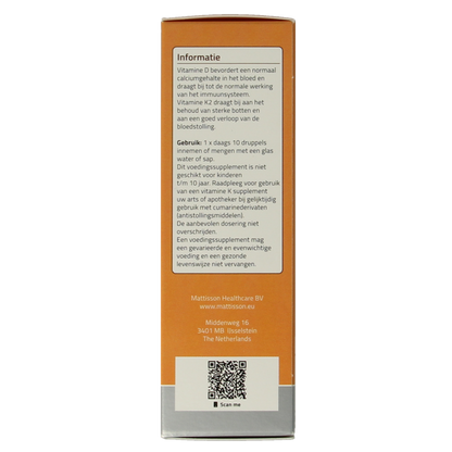 Mattisson Vitamine D3/K2 75mcg/36mcg vegan druppels 25 Milliliter