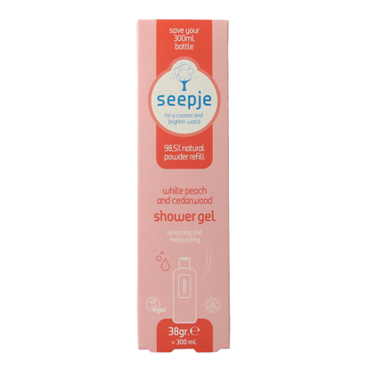 Seepje Showergel white peach and cedarwood navulling 38 Gram