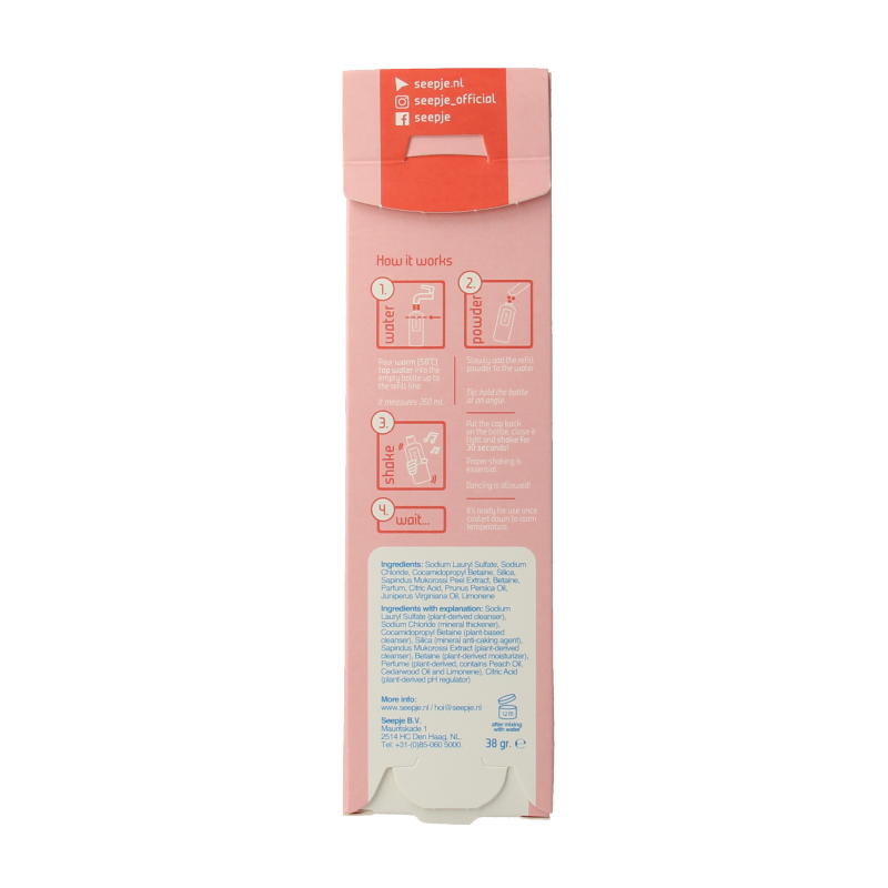 Seepje Showergel white peach and cedarwood navulling 38 Gram