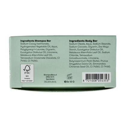 Shampoobars Mini shampoo & body bar eucalyptus & tea tree 20.00 Gram