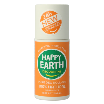Happy Earth Pure deo roll-on rose petitgrain 75 Milliliter