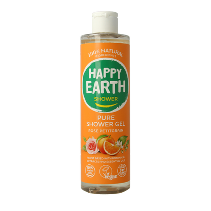 Happy Earth Pure showergel rose petitgrain 300 Milliliter