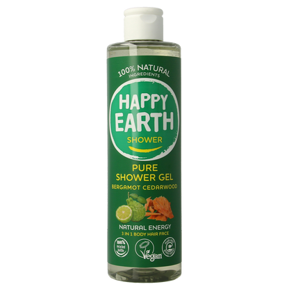 Happy Earth Douchegel bergamot cedarwood 300.00 Milliliter