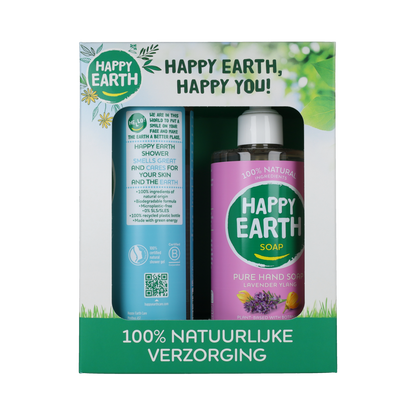Happy Earth Giftset Cedar Lime Doucheg & Lavender Ylang Handz 1.00 Stuks