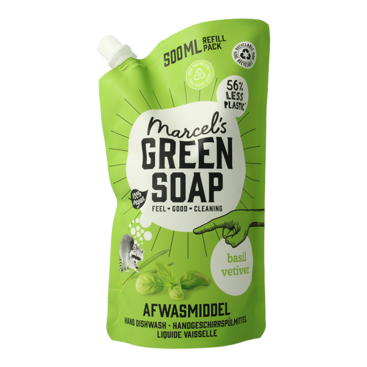 Marcel's Green Soap Afwasmiddel basilicum & vertivert gras navulling 500 Milliliter