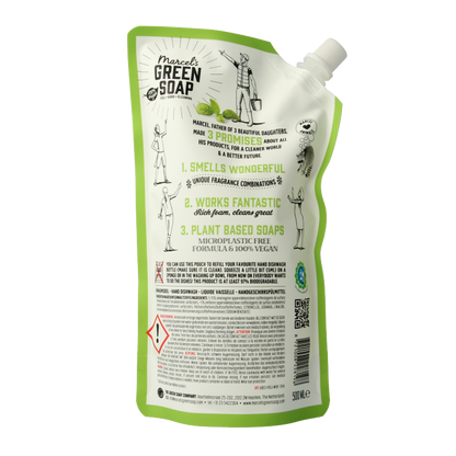Marcel's Green Soap Afwasmiddel basilicum & vertivert gras navulling 500 Milliliter