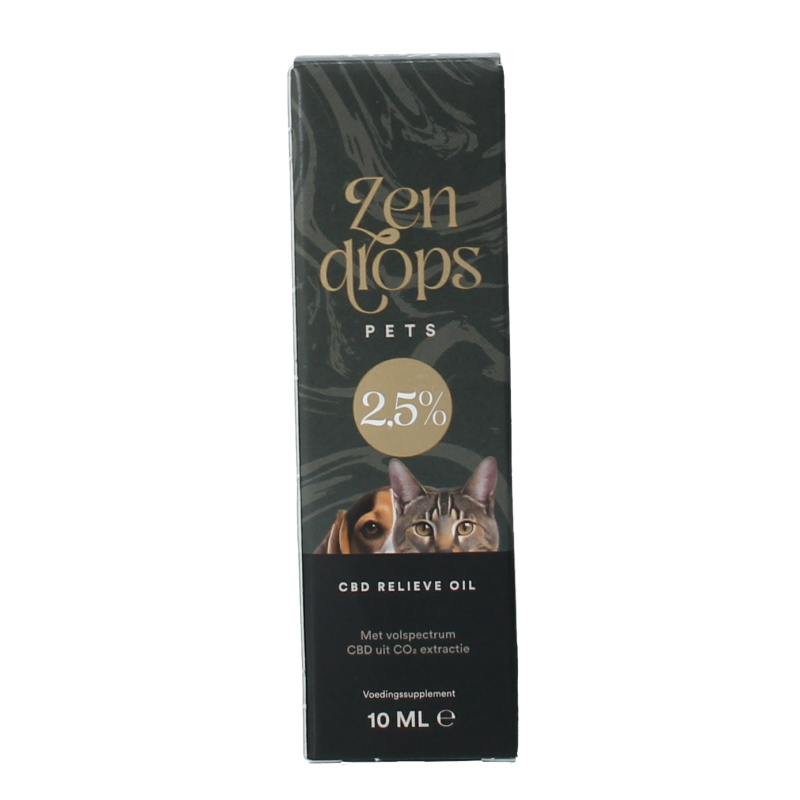 Zendrops CBD relieve oil pets 2.5% 10 Milliliter