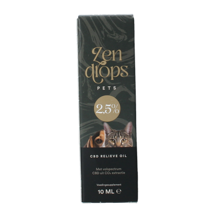 Zendrops CBD relieve oil pets 2.5% 10 Milliliter