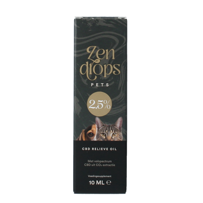 Zendrops CBD olie huisdieren 2.5% hond en kat 10.00 Milliliter