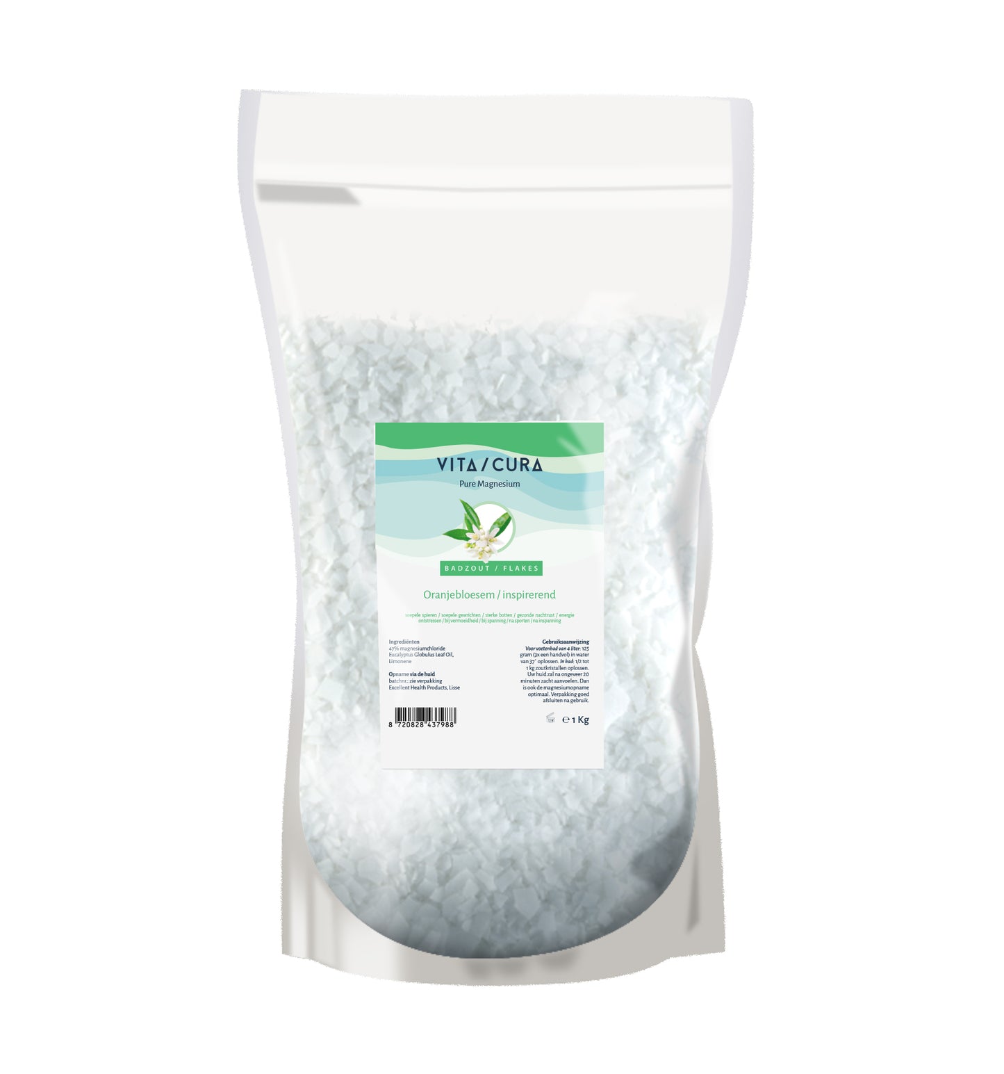 Vitacura Magnesium zout flakes oranjebloesem 1.00 Kilogram