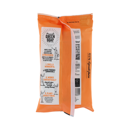 Marcel's Green Soap Hygiënische schoonmaakdoekjes orange & jasmin 60.00 Stuks