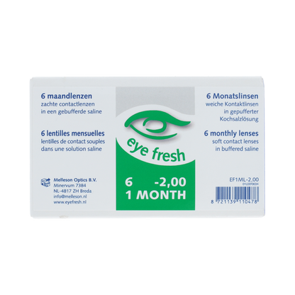 Eyefresh Eye Fresh maandlenzen 6-pack -2.00 6.00 Stuks