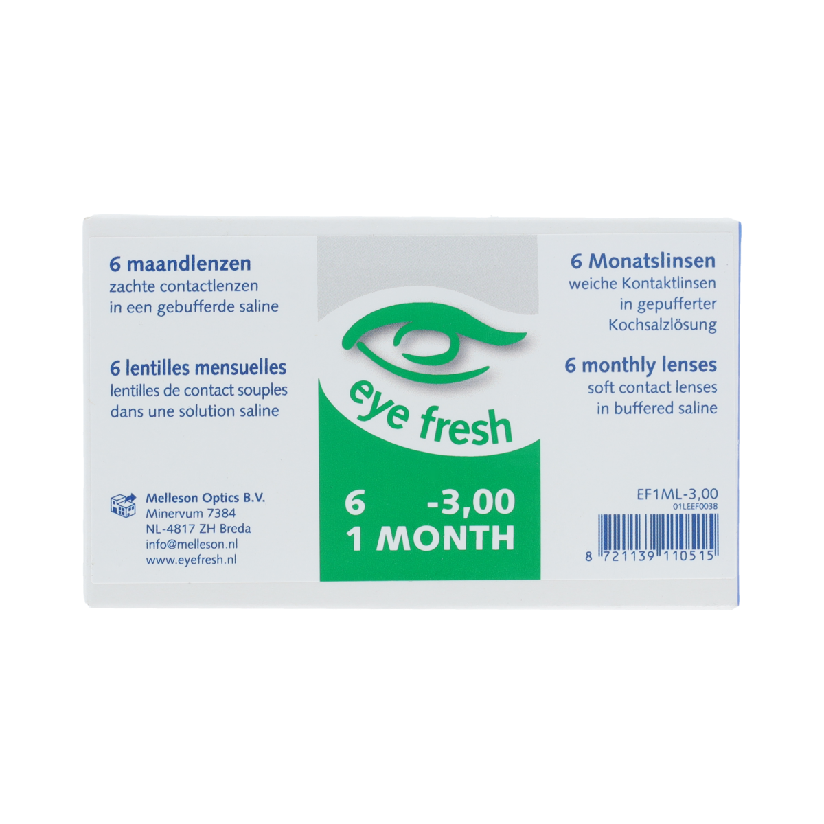 Eyefresh Eye Fresh maandlenzen 6-pack -3.00 6.00 Stuks