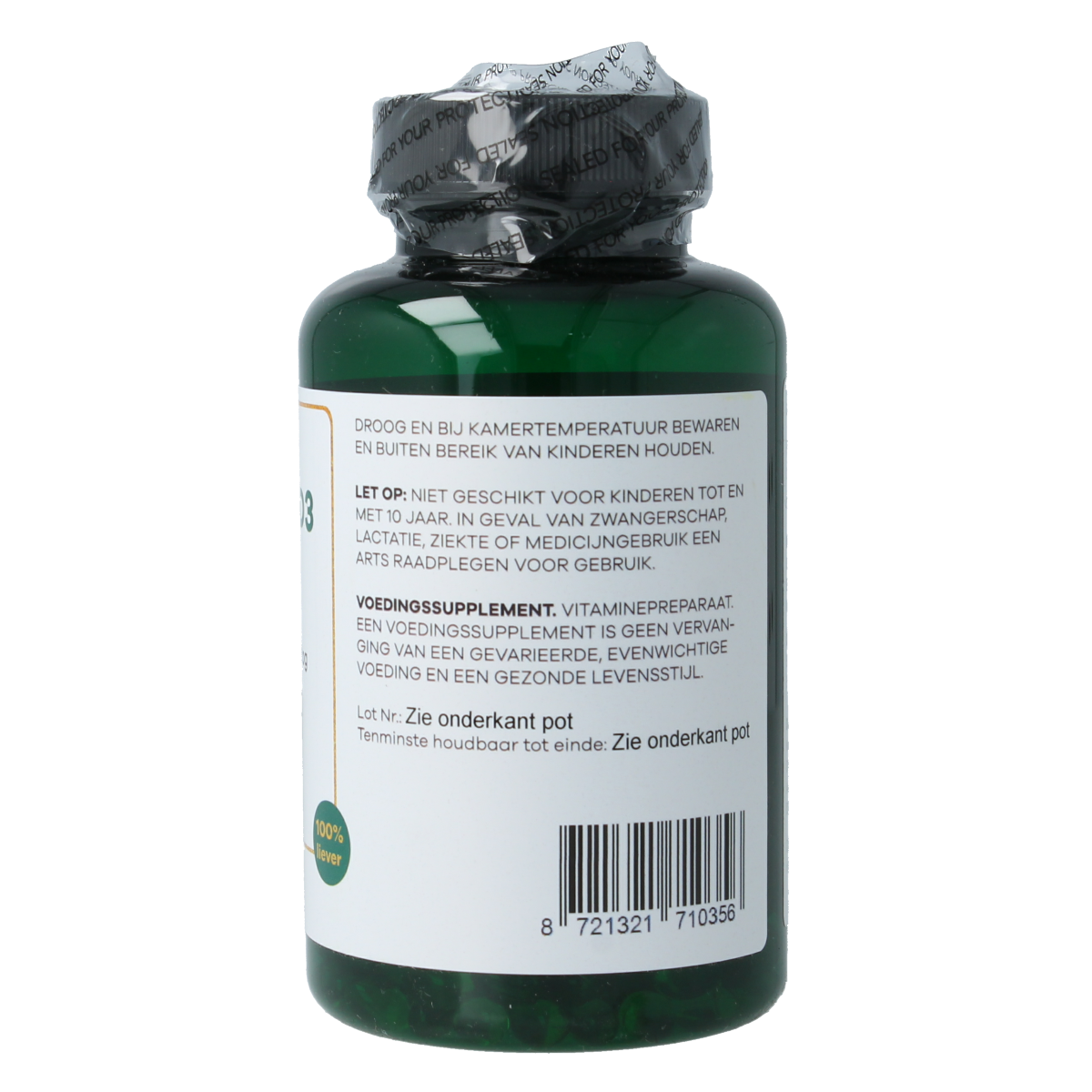 Liever Gezond Vitamine D3 75 mcg jaarrond levenslicht 365.00 Softgels