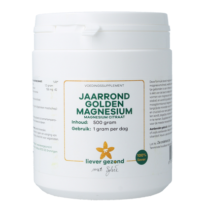 Liever Gezond Golden magnesium poeder jaarrond 500 Gram