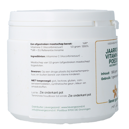 Liever Gezond Vitamine C poeder zuur jaarrond 500 Gram