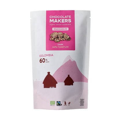Chocolatemakers Snackable puur 60% met hazelnoot bio 100 Gram