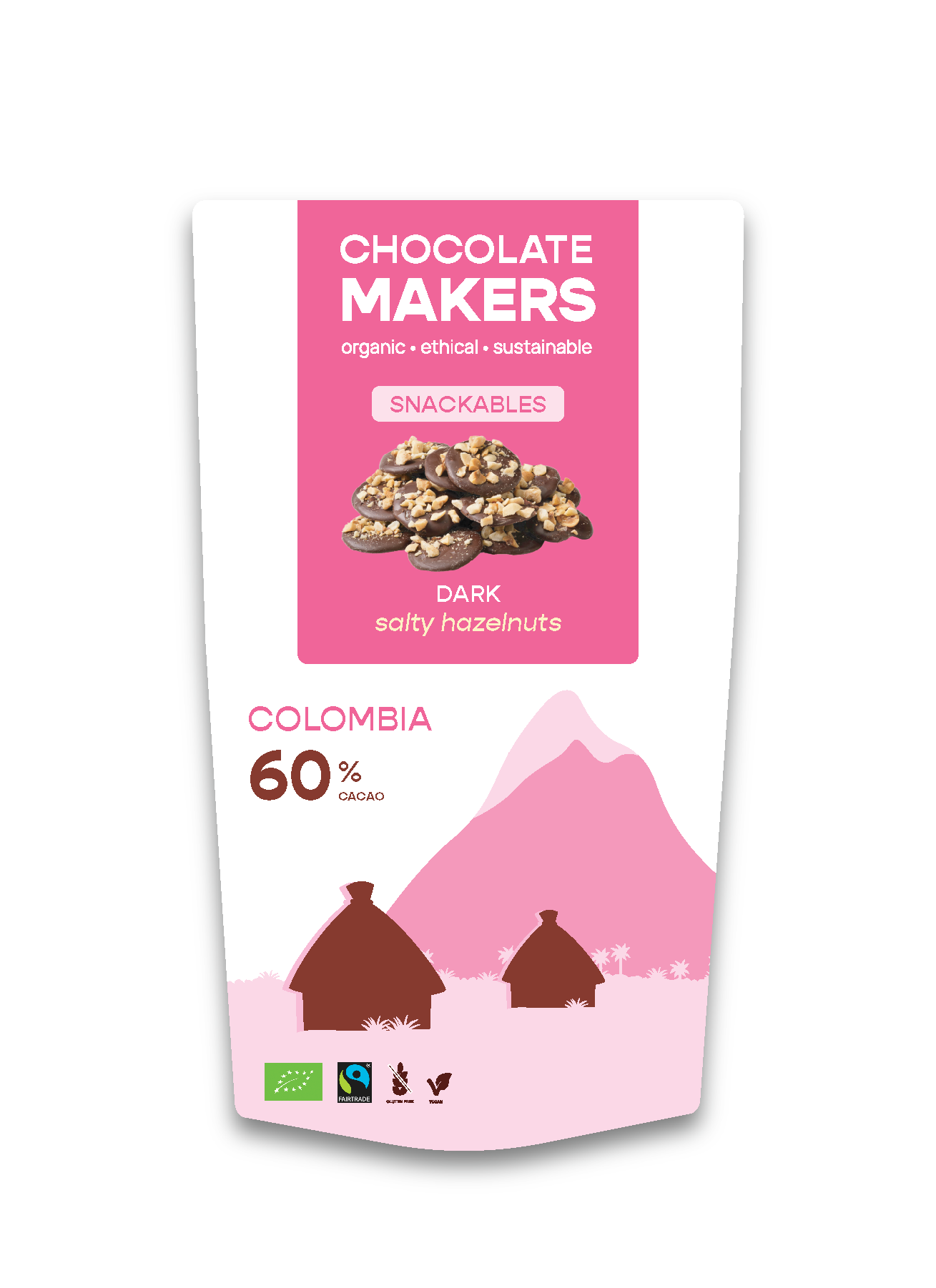 Chocolatemakers Snackable puur 60% met hazelnoot bio 100.00 Gram