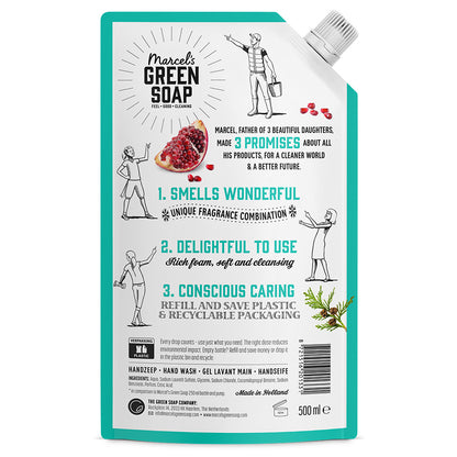 Marcel's Green Soap Handzeep Ceder & Pomegranate Navulling 500.00 Milliliter