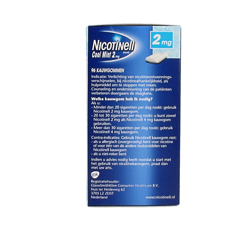 Nicotinell Kauwgom cool mint 2mg 96 Stuks