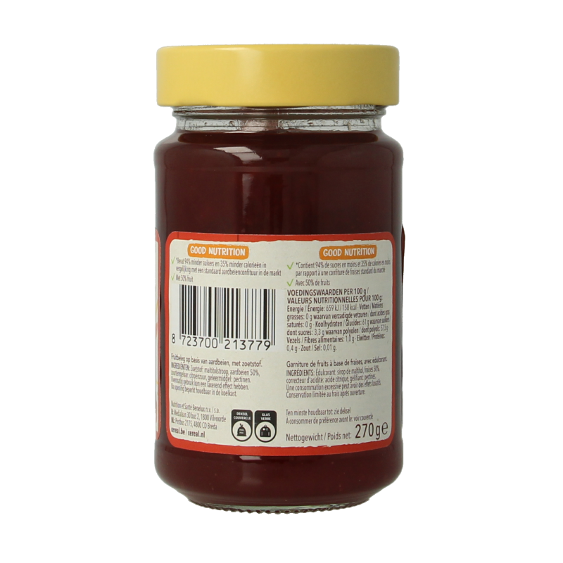 Cereal Fruitbeleg aardbei suikervrij 270 Gram
