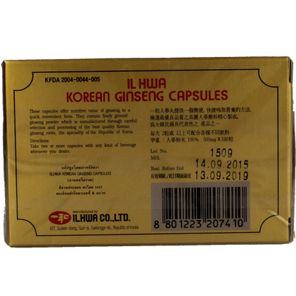 Ilhwa Korean ginseng capsule 100 Capsules