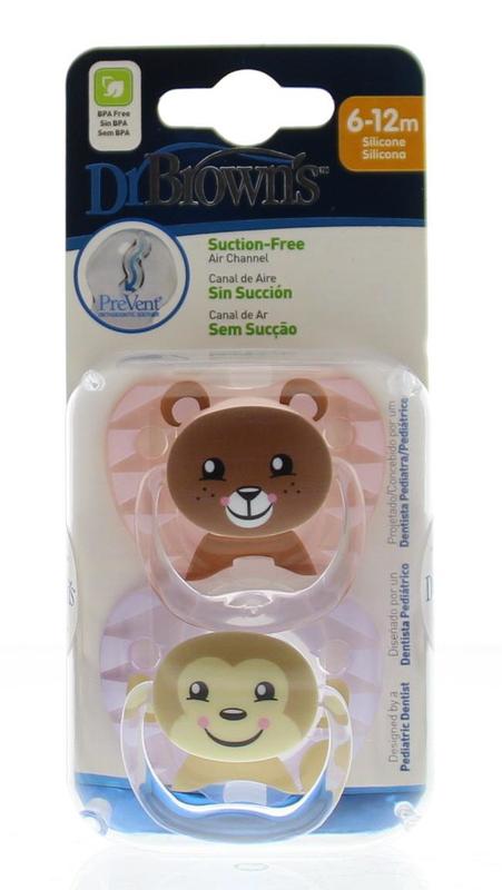 Dr. Brown's Fopspeen prevent animal fase 2 assorti 2 Stuks