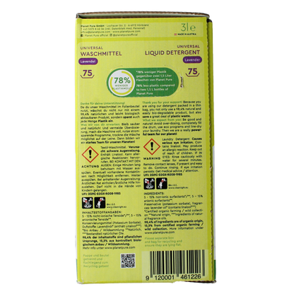 Planet Pure Wasmiddel vloeibaar universeel lavendel 3 Liter