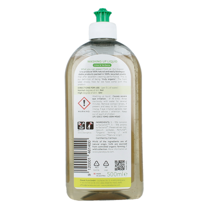 Planet Pure Afwasmiddel lime & verbena 500 Milliliter